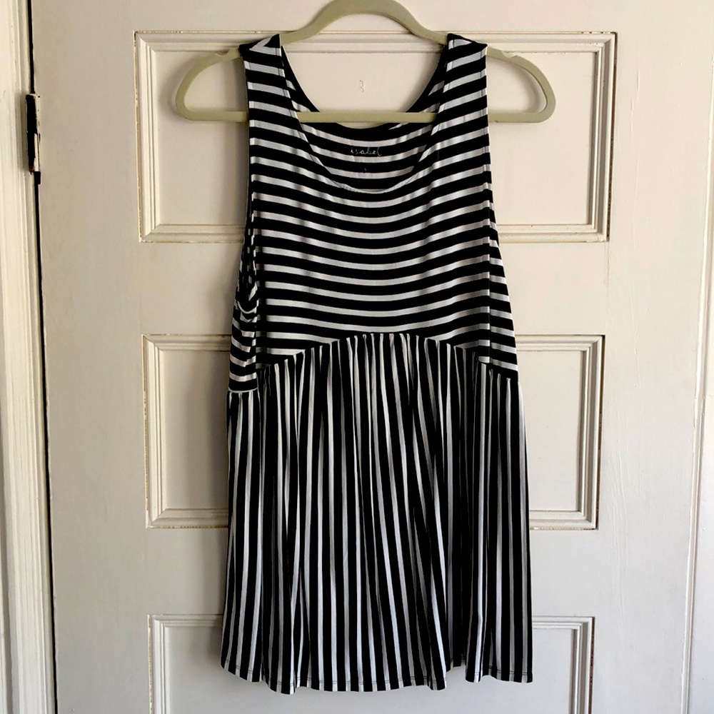 Olive and White Striped Maternity Tank size L